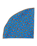 Paisley-Print Silk Pocket Circle, Blue