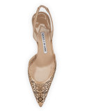 Carolyne Laser-Cut Low-Heel Halter Pump, Nude