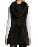 Hooded Mink Fur Vest w/ Fox Fur Trim