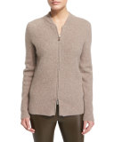 Thera Zip-Front Bomber Sweater, Dark Taupe