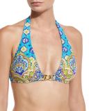 Corsica Buckle-Front Halter Swim Top