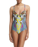Butterfly Paisley-Print One-Piece Swimsuit