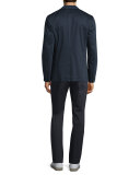 Sporty Jaspe Long-Sleeve Mix Stitch Henley, Heathered Herring