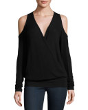 Big Hit Surplice Cold-Shoulder Sweater