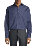 Circular-Print Dress Shirt, Navy