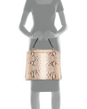 Seven Python & Vitello Tote Bag, Cream/Brown/Natural
