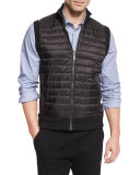 Quilted-Front Knit Vest, Black