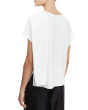 Short-Sleeve Serape Tunic, White