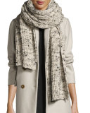 Long Ribbed Melange Sequined Scarf, Seasalt