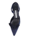 Carolyne Ruffled Low-Heel Halter Pump, Navy