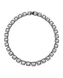 Bella Graduated Black Rhodium-Washed Rivière Necklace, Ballet Pink
