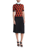 Micro-Pleated A-Line Skirt, Black