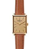 Shirley 32mm Leather Strap Watch, Bourbon/Golden