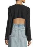 Open-Back Pima-Blend Top, Black