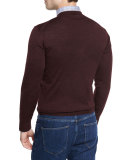 Collection Merino-Silk V-Neck Sweater, Barolo