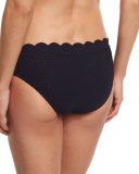 jacquard polka-dot hipster swim bottom, rich navy