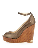 Pacific 120mm Peep-Toe Wedge Pump, Light Honey