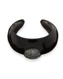 Pave Cabochon Black Horn Cuff
