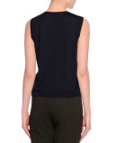 Scoop-Neck Delaunay Printed-Front Shell, Navy