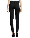 Halle Mid-Rise Super-Skinny Jeans, Jet Black