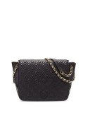 Marion Quilted Small Flap Shoulder Bag, Black