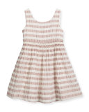 Mariela Sleeveless Striped Open-Back Dress, Light Copper Pink, Size 4-14