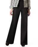 Contoured-Waist Wide-Leg Pants, Black