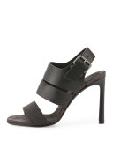 Monili Leather 105mm Sandal, Black