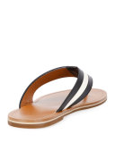 Amilton Striped Leather Thong Sandal, Black/Bone