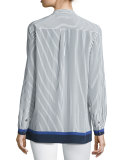 Fisher Striped Colorblock Shirt, Riviera Blue