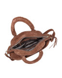 Trapeze Suede Satchel Bag, Brown
