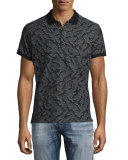Tiger-Print Polo Shirt, Gray