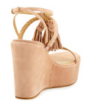 Tasselmania Suede Wedge Sandal, Bisque