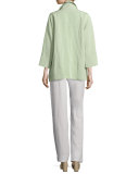 Gauze Linen-Blend Beach Jacket, Soft Lime 