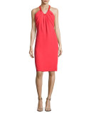 Sleeveless Crepe Cocktail Dress, Poppy Red