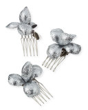 Alchemia Floral Hair Combs, Silver, Boxed Set of Three