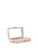 Jean Striped Box Clutch, Nude/White