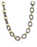 XL Sterling Silver & 18K Gold Link Necklace, 17"