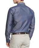 Polished Solid Long-Sleeve Sport Shirt, Navy