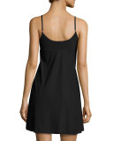 Embroidery Mesh-Inset Chemise, Black