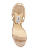 Claudette Shimmery Leather 120mm Sandal, Nude