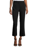 Twill Cropped Flare Pants, Black