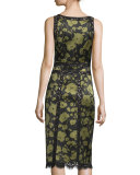 Lace-Inset Floraflage-Print Tank Dress, Black/Army