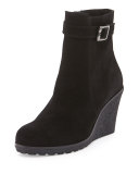 Kimmy Suede Wedge Bootie, Black
