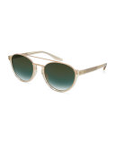 Boleyn Half-Rim Acetate & Titanium Sunglasses, Rose Golden