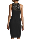 Sleeveless Embellished-Front Structured Cocktail Dress