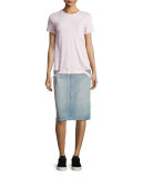 Slashed-Hem Cotton Jersey Tee, Pale Mauve