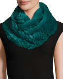 Rabbit Fur Infinity Scarf, Turquoise