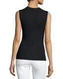 Stretch Jersey Crewneck Tank, Black