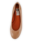 Patent Leather Ballerina Flat, Nude